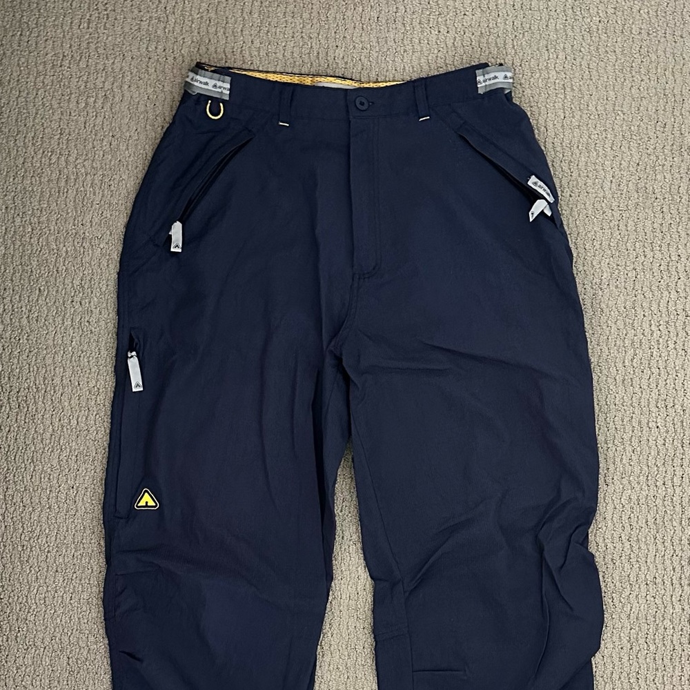 Vintage Y2K Airwalk Adjustable Parachute Joggers in Navy with Yellow Details